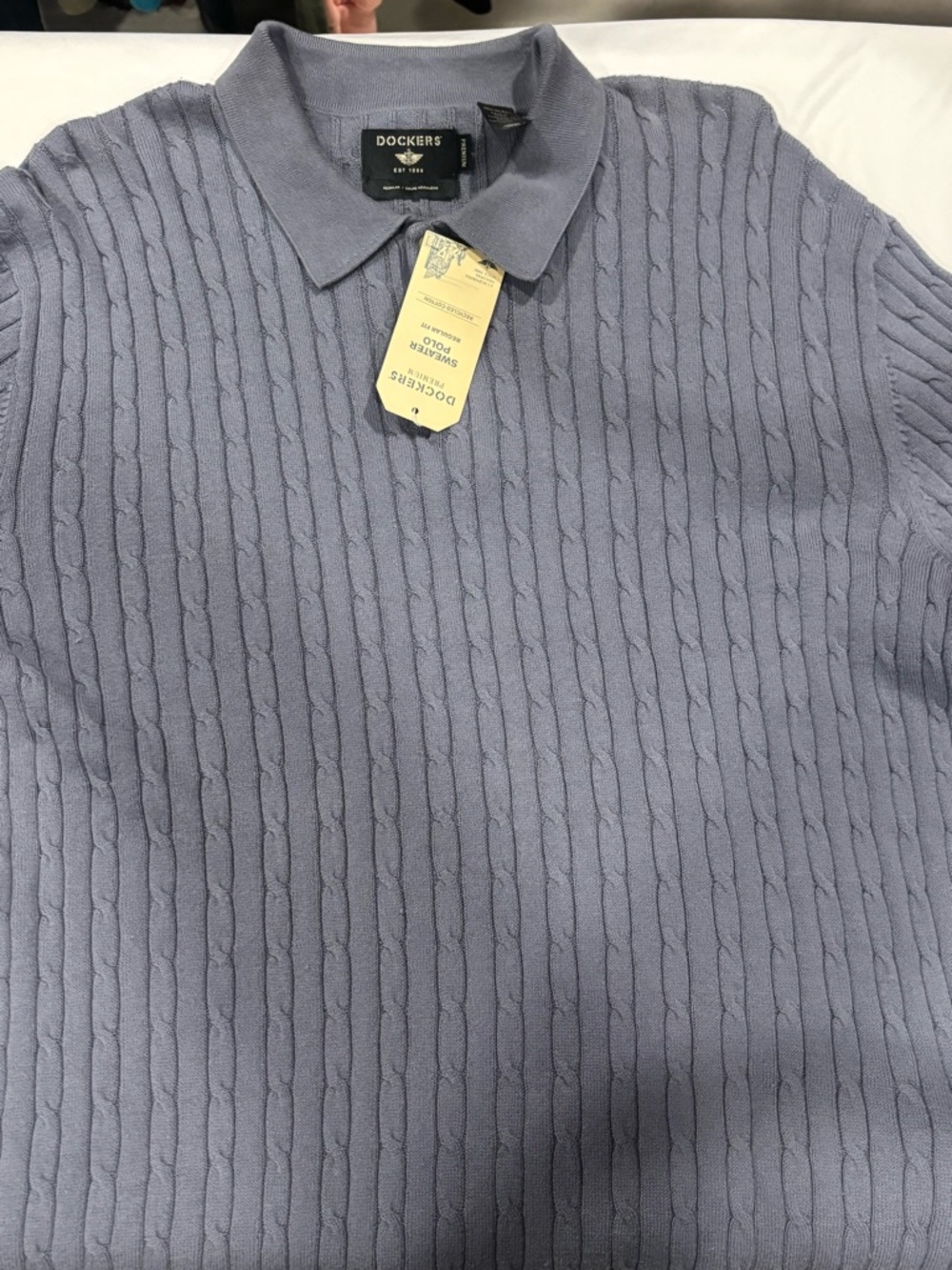 Men’s large NWT Dockers Light Lavender Cable Knit Polo Top